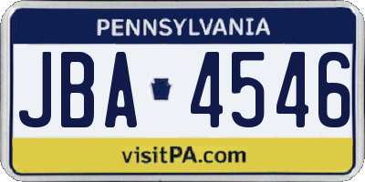 PA license plate JBA4546