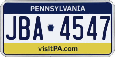 PA license plate JBA4547