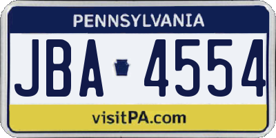 PA license plate JBA4554