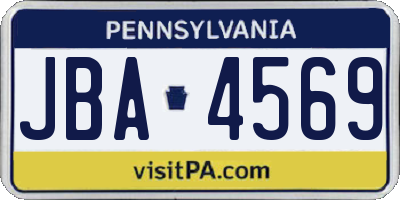 PA license plate JBA4569