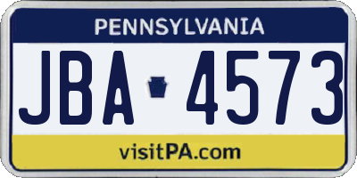 PA license plate JBA4573