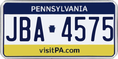 PA license plate JBA4575