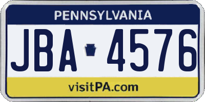 PA license plate JBA4576