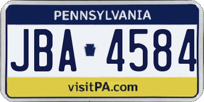 PA license plate JBA4584