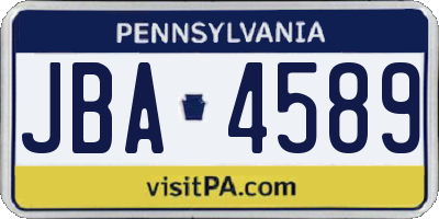 PA license plate JBA4589