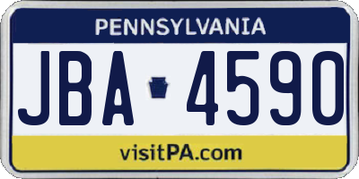 PA license plate JBA4590