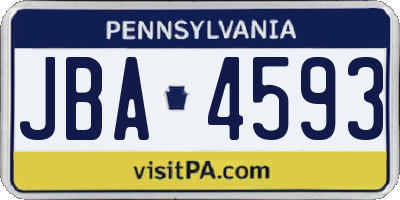 PA license plate JBA4593