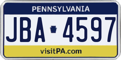 PA license plate JBA4597