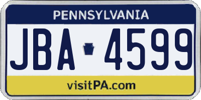 PA license plate JBA4599