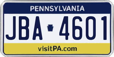 PA license plate JBA4601