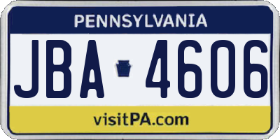 PA license plate JBA4606