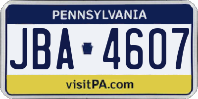 PA license plate JBA4607