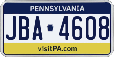 PA license plate JBA4608