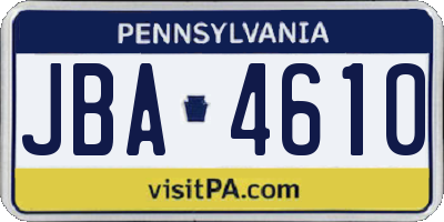 PA license plate JBA4610
