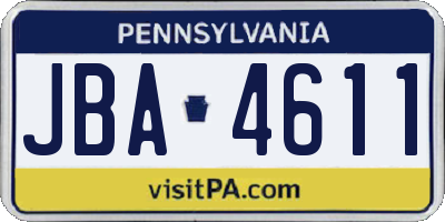 PA license plate JBA4611