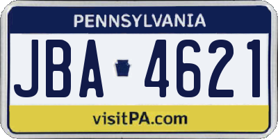 PA license plate JBA4621