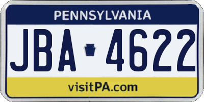 PA license plate JBA4622
