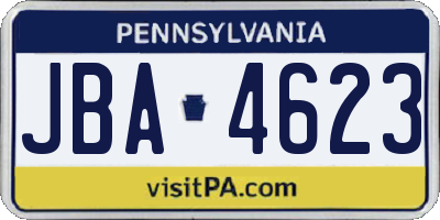 PA license plate JBA4623