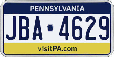 PA license plate JBA4629