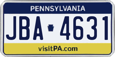 PA license plate JBA4631