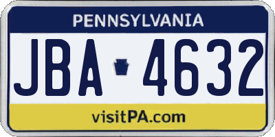 PA license plate JBA4632