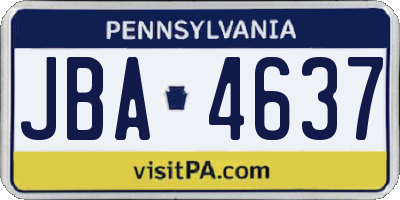 PA license plate JBA4637