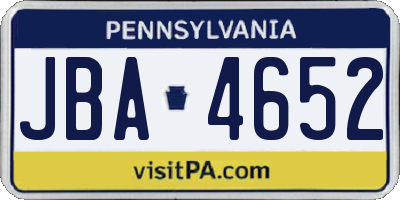 PA license plate JBA4652