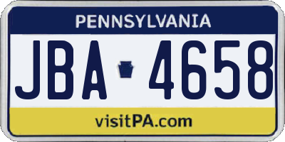 PA license plate JBA4658