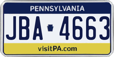 PA license plate JBA4663