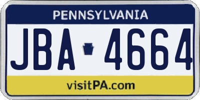 PA license plate JBA4664