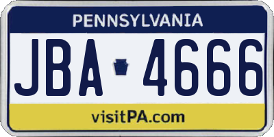 PA license plate JBA4666