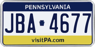 PA license plate JBA4677