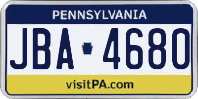 PA license plate JBA4680