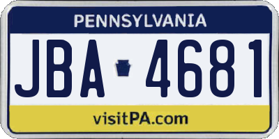 PA license plate JBA4681