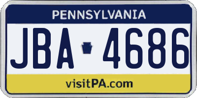 PA license plate JBA4686