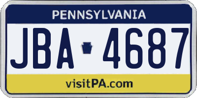 PA license plate JBA4687