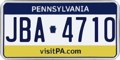 PA license plate JBA4710