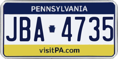 PA license plate JBA4735
