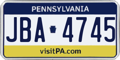 PA license plate JBA4745