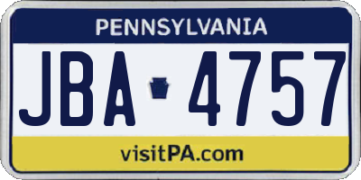 PA license plate JBA4757