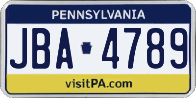 PA license plate JBA4789