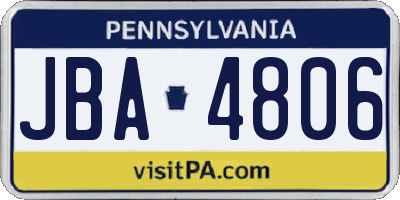 PA license plate JBA4806