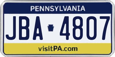 PA license plate JBA4807
