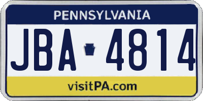 PA license plate JBA4814