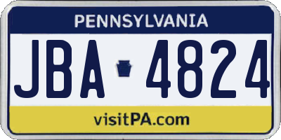 PA license plate JBA4824
