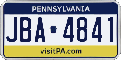 PA license plate JBA4841