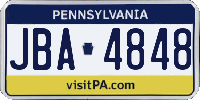 PA license plate JBA4848