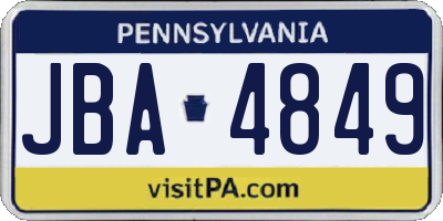 PA license plate JBA4849