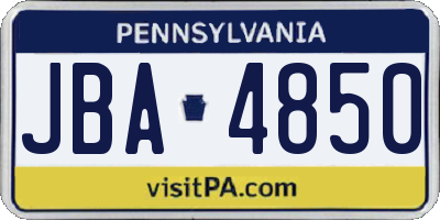 PA license plate JBA4850