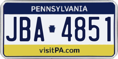 PA license plate JBA4851